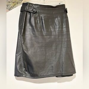 Jacqueline Ferrar vintage black midi knee length leather skirt 4